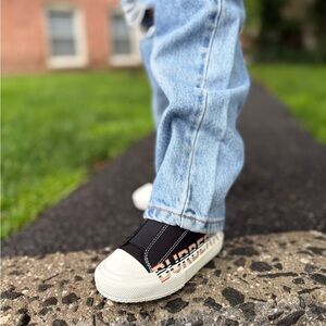 Burberry Black and White Slip-On Sneakers